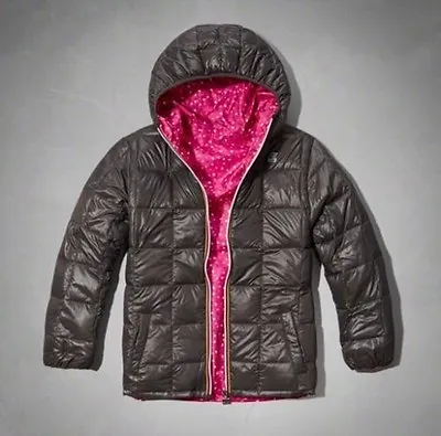 K-WAY With Abercrombie Girls Puffer Thermo Reversible Jacket Pink Grey 14 XL NWT • $74.96
