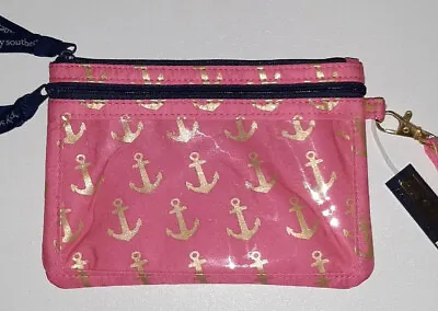 Simply Southern Phone Wristlet Anchor Pattern Gold Tone Pouch Wallet NWOT • $11.50