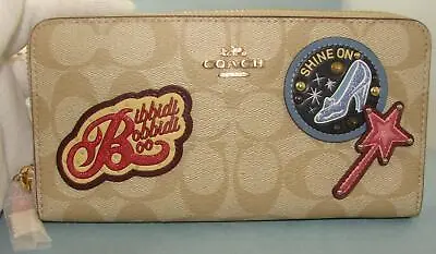 Disney X Coach Accordion Zip Cinderella Wallet Signature Canvas Patches Nwt • $183.99