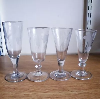 FOUR 18th CENTURY ENGRAVED ALE GLASSES • £245