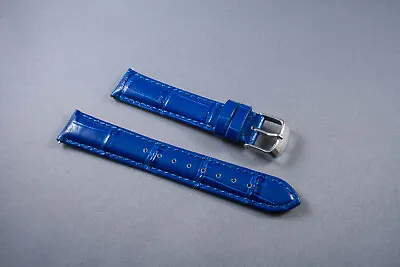 Navy Blue Genuine Alligator Croco Grain Leather Interchangeable Watch Band Strap • $13.25