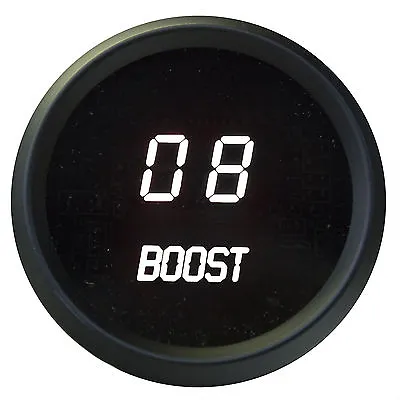 2 1/16  Universal Digital Boost Gauge White LEDs Black Bezel Made In The USA • $66.88