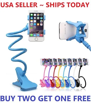 Universal Lazy Mobile Phone Gooseneck Stand Holder Flexible Bed Desk Table Clip • $7.28