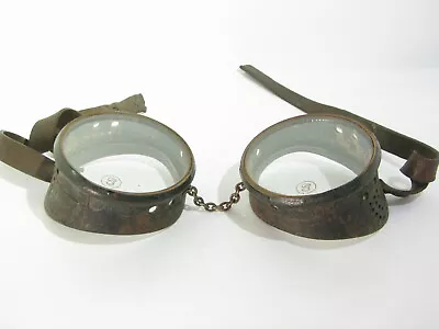 Vintage Riding/Aviator Goggles Kingbilt 2-5 Green Metal & Rubber Glass Lens • $36