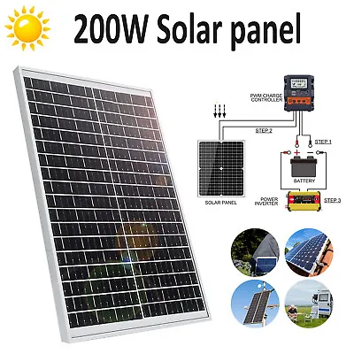 200W Watt 12V Monocrystalline Solar Panel Solar Panel Home RV Power Off Grid PV • $118.99