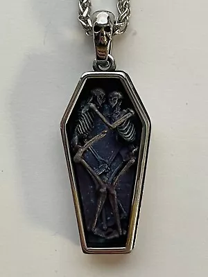 Human Skeleton Necklace Bones In Coffin Pendant Victorian Gothic Pagan Jewelry • $29.99