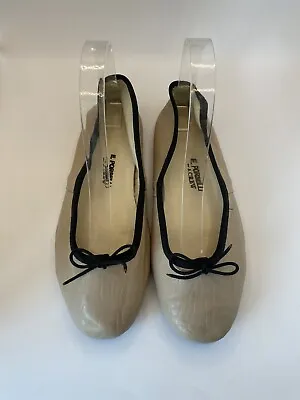 E. Porselli For J. Crew Leather Ballet Flats Taupe/Black Sz 7 (37) • $80