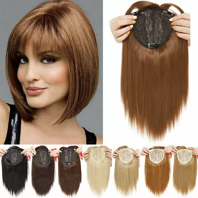 $14.29 • Buy Short Topper Hair Piece Full Head Clip IN Hair Extensions Real Natural Bang SNDW
