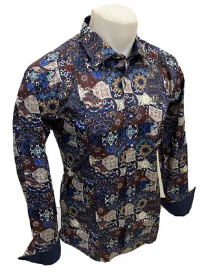 Men STEELO COLORFUL PAISLEY Long Sleeve Button Up Dress Shirt SILKY ABSTRACT AH8 • $23.38