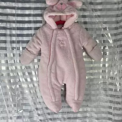 Bebe D Amour Pink Fluffy Rabbit Zip Up Snow Suit • $25