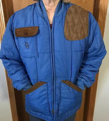 VTG Bob Allen Medium Shooting Jacket Blue Suede Leather Hunting Nylon Quilted • $39.20