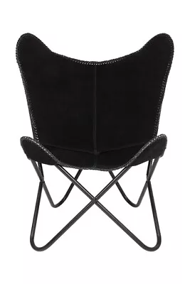 Black Leather Suede Genuine Butterfly Chair • $199.90