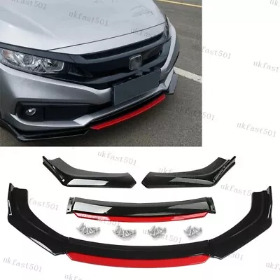 For Honda Civic 2008-2017 Front Bumper Lip Splitter Spoiler BLACK+RED UK • £31.95