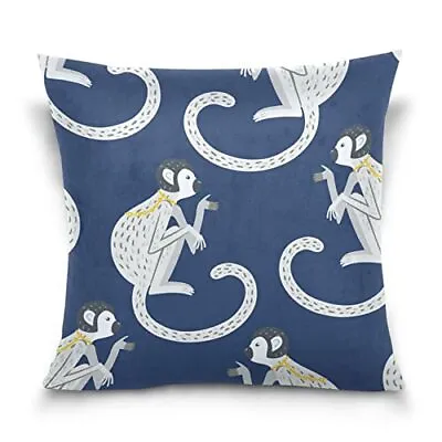  Monkey In Chinoiserie Style Blue Throw Pillow Cover 18x18 Inch Soft  • $21.80