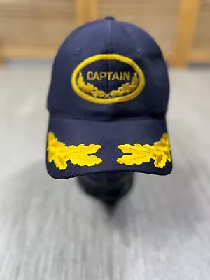 Vintage Captain Gold Leaves Hat Snapback Cap STEVE Stitched Navy Blue • $9.60