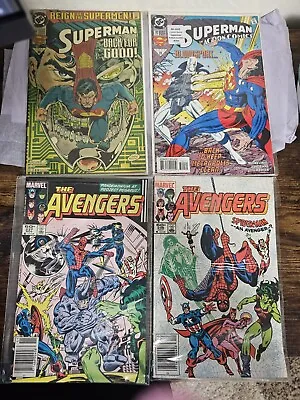 Lot Of 4 VINTAGE DC & MARVEL COMICS SUPERMAN SPIDERMAN AVENGERS • $15