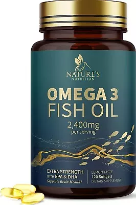 New Omega 3 Fish Oil Concentrated Triple Strength 2400mg - EPA & DHA Fatty Ac... • $79.67
