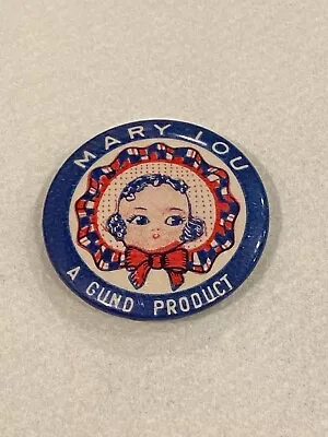 Rare Vtg Mary Lou Doll Gund Celluloid Advertising Pinback Button Pin Toy Doll  • $10