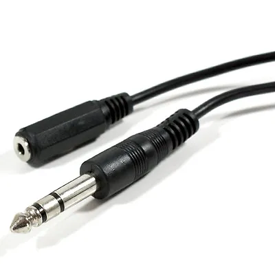 £4.99 • Buy 0.5m 6.35mm Jack Plug To 3.5mm Stereo Socket Patch Extension Cable ¼  Headphone