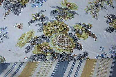 Vintage French Fabric Project Bundle Paul Dumas Repro Floral And Ticking Pieces • $80