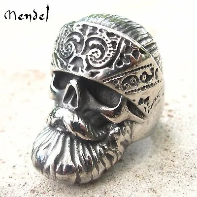 MENDEL Mens Stainless Steel Motorcycle Club Biker Punk Skull Ring Men Size 7-15 • $12.99