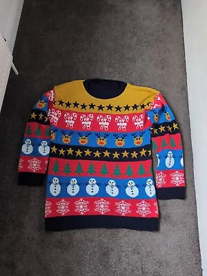 Men's  Multicoloured Knitted Christmas Jumper Sweater - Size Medium • £9