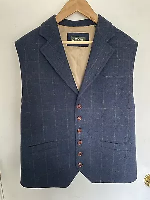 ORVIS Men’s Vest Wool Navy Blue Large L - Plaid • $48