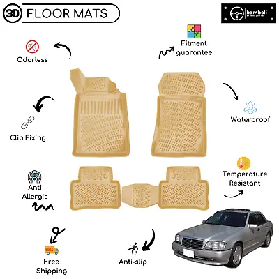 Custom Molded Rubber Floor Mat Fits For Mercedes C Class W202 1993 - 2000 Beige • $99.90