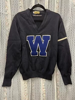 VTG 40s Skookum Sports Wear Varsity Sweater V-Neck Pull Over Western Washington • $79.99