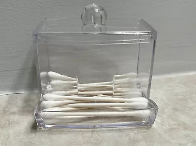 Q Tip Holder Cotton Swabs Dispenser Clear Acrylic Holder Q-Tip Makeup NEW #1 • $10.88