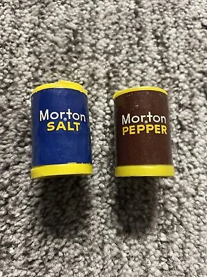 Vintage Mini Tiny Morton Salt & Pepper Shakers Advertisement Umbrella Girl Decor • $9.76