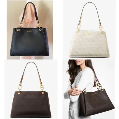 Michael Kors Trisha Brown MK Signature PVC Large Shoulder Bag Purse • $144.98