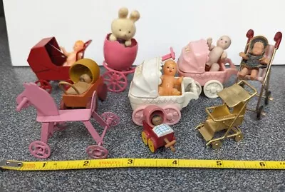 Vintage Miniature Dollhouse Carriage Baby Doll Stroller Buggy Lot • $35