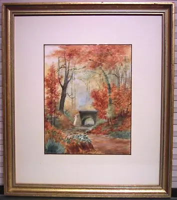 Vintage Watercolor Painting Signed Impressionist Autumn Landscape • $85