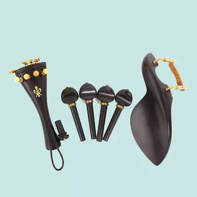 1set Violin Kit Accessories Violin Pegs Tailpiece Ebony Chin Rest End Pin 4/4 • $23.92