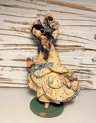 Vintage Layna Spanish Cloth Face Woman Flamenco Dancer Doll Handmade Spain • $9.99