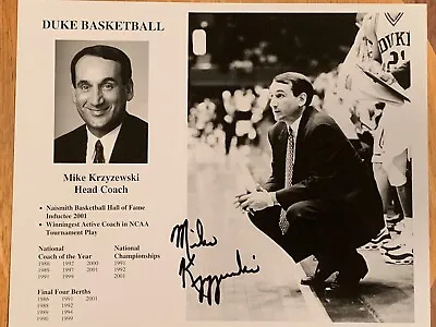 Mike Krzyzewski Coach K Autographed 8x10 Photo Duke Blue Devils • $125