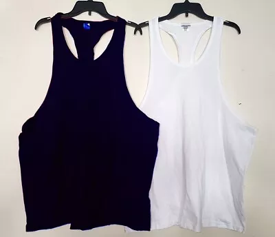 2 Men Muscle Workout Solid Tank Top Y Back Bodybuilding Stringer Vest Size 2XL • $16.99