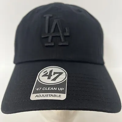 MLB Los Angeles Dodgers ('47 Brand) Clean Up Dad Hat Adjustable Strap Black NWT • $20.99