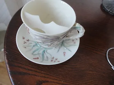 £52 • Buy A Nice Early 2nd Period Belleek Moustache Cup & Saucer With Second Black Printed
