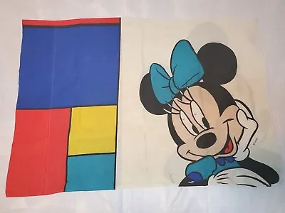 VTG Disney Mickey Mouse Minnie Mouse Double Sided Standard Pillowcase USA Fabric • $10
