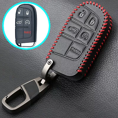 Leather Car Key Cover Case Protector For Jeep Cherokee Dodge Chrysler Key Chain • $9.99