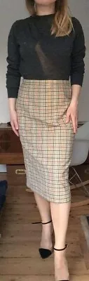 £39.99 • Buy Vintage Cotswold Burberry Wool Style Checked Beige Tiny Waist Effect Size 14 M 