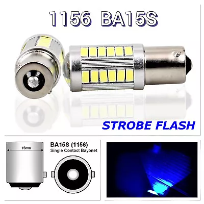 Strobe Front Signal 1156 BA15S 33SMD 180° LED Projector Lens Blue Bulb K1 HAK • $16.50