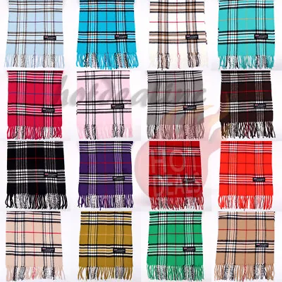 Men Women Unisex 100% CASHMERE Tartan Stripe Plaid Wool Wrap Scarf • $7.99