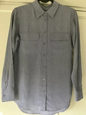 £40 • Buy Equipment Navy Geometric Print Silk Shirt