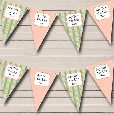 Party Banner Bunting Green Vintage Floral Personalised Shabby Chic Garden Tea • £8.49