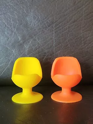 Ovalia-Inspired Egg Chair Shaped Yellow & Orange Silicone Egg Cups - BNIB • £25