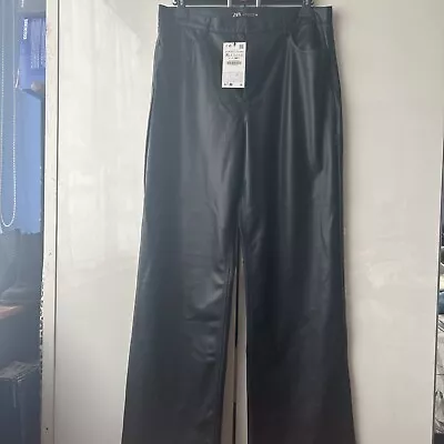 BNWT Zara Faux Leather Wide Leg Trousers Size XL • £13