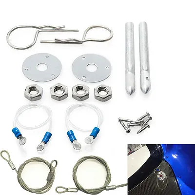 $14.61 • Buy Car Plus Flush Hair Pin Style Hood Cover Latch Pin Steel Wire Lanyards 
